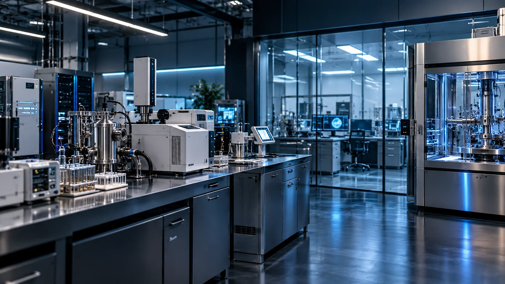 Modern specialist analytical equipment in a technology laboratory